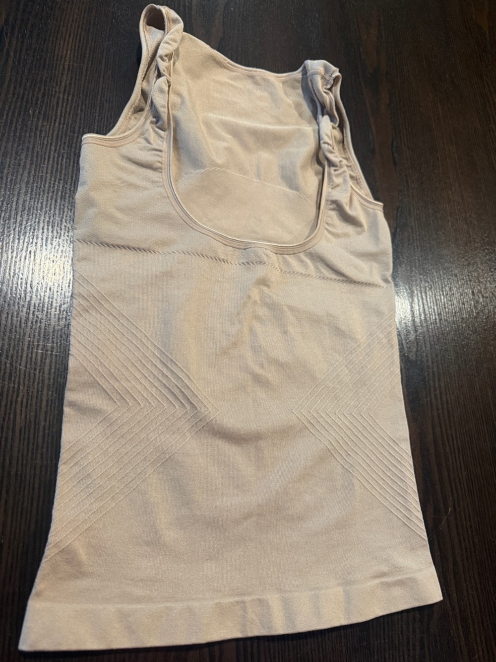 Seamless Ruched Strap Tank Top - Light Beige